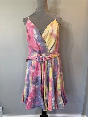 L'ATISTE Tie-Dye Spaghetti Strap flowy Mini Dress EUC 2X